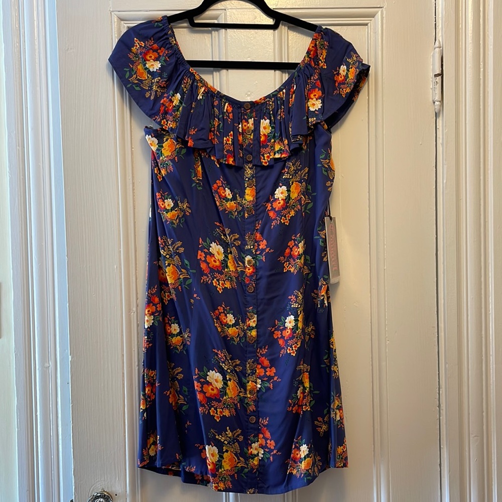 Navy blue floral dress